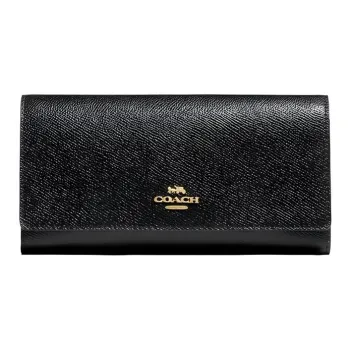 COACH Trifold Wallet Cow Leather Wallet Women's Black
