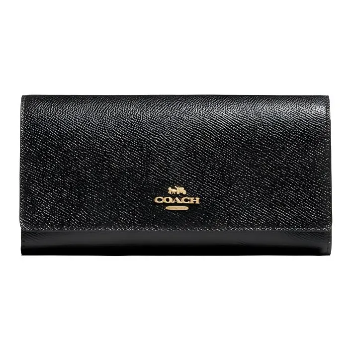 COACH Trifold Wallet Cow Leather Wallet Women's Black-0
