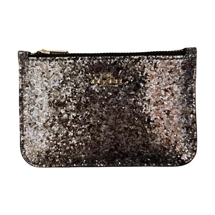 COACH Card Case Leather Card Holder Coin Purse Women's Platinum-0