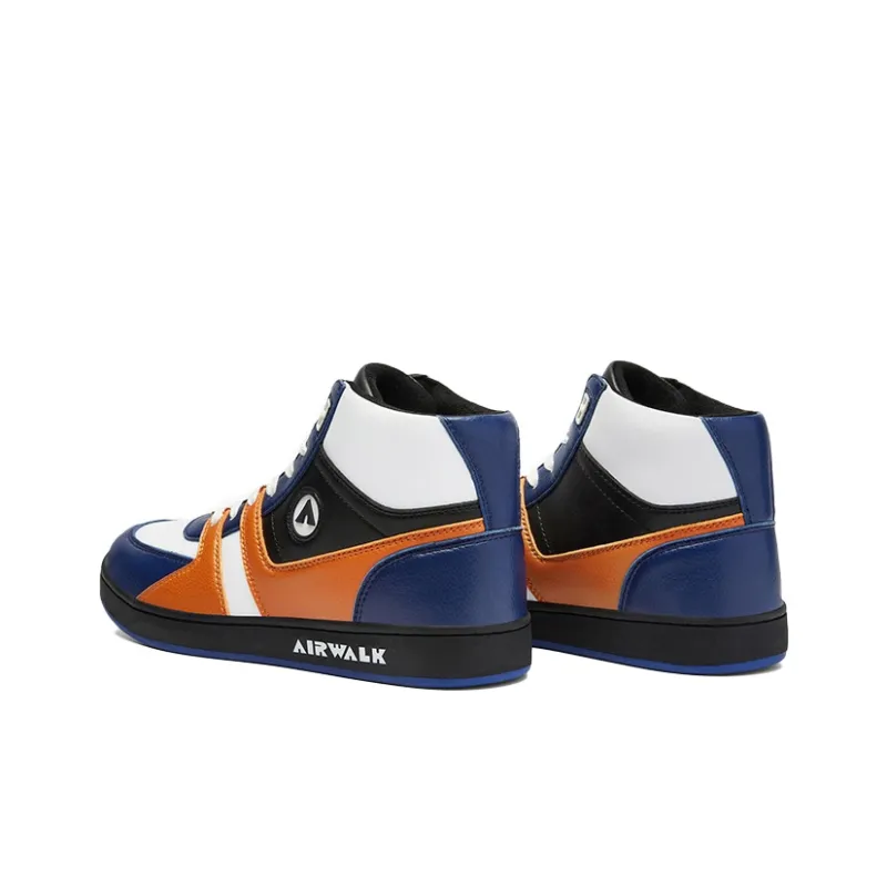 Airwalk Anti-Slip Wear-Resistant High-Top Skateboard Shoes Men's White Blue Orange-1