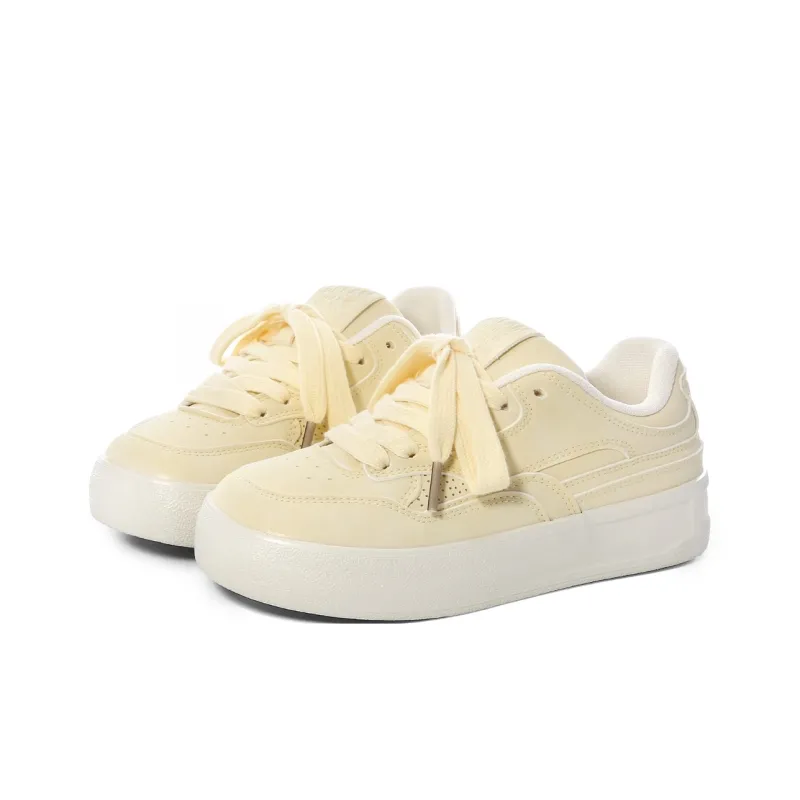 XIANGSU Anti-Slip Wear-Resistant Low-Top Skateboard Shoes Women's Yellow-2