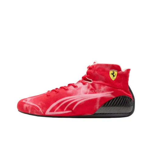 PUMA Scuderia Ferrari Anti Slip Wear Resistant Mid Top Training Shoes Men's Red