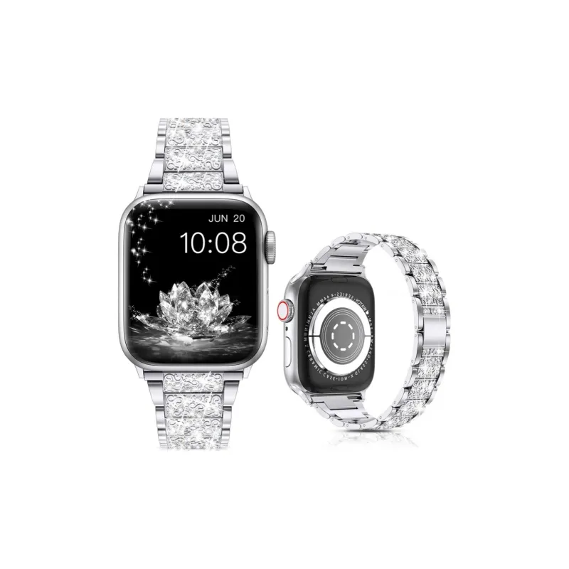 CHRROTA Compatibility Apple Three Bead S10 Rhinestone Embellished Watch Band Applewatch9 1 Full Collection All Strap-0