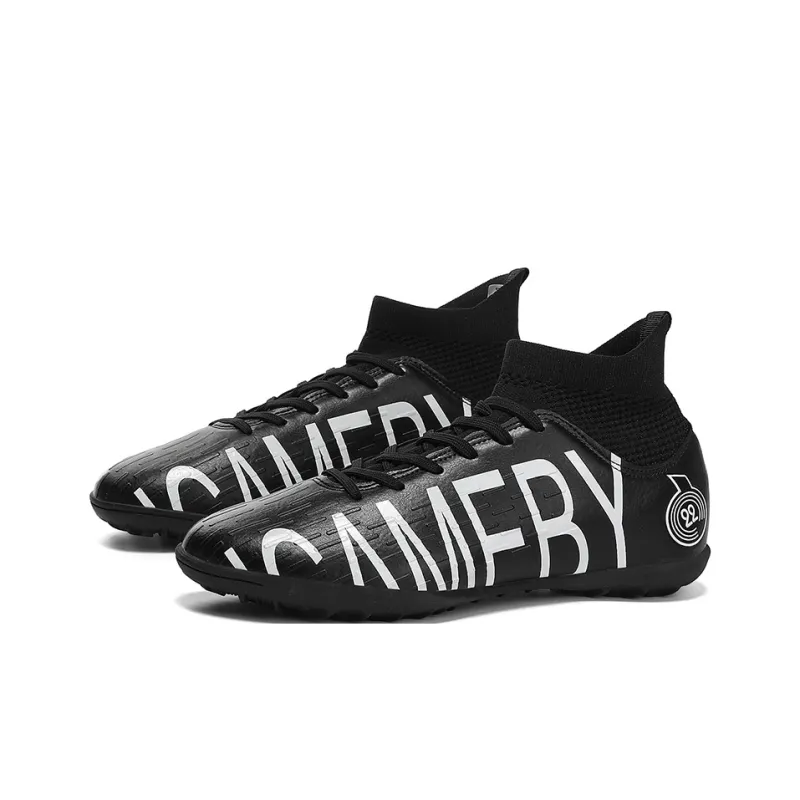 OFFER AITR Soccer Shoes Unisex High Top Black/White-2