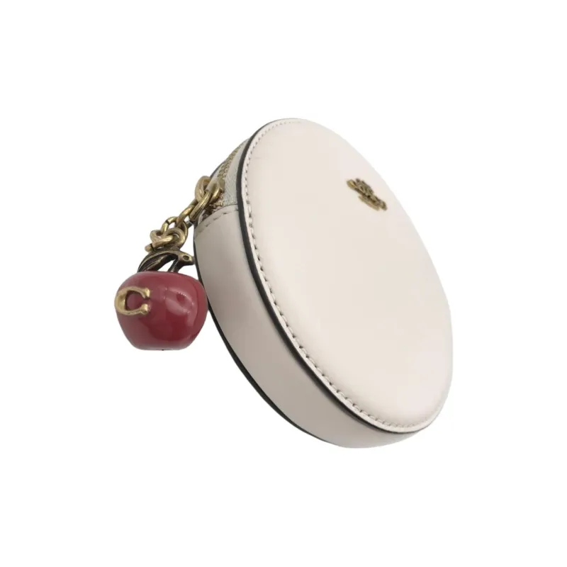 COACH Calfskin Coin Purse Women's White-2