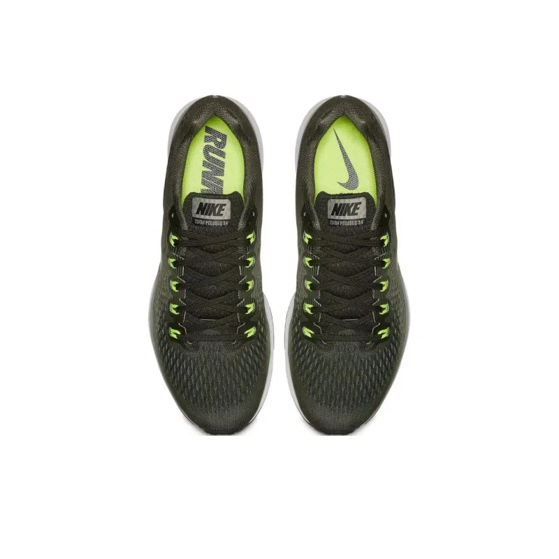 Nike Air Zoom Pegasus 34 Anti Slip Wear Resistant Low Top Casual Running Shoes Men's Green Black-3