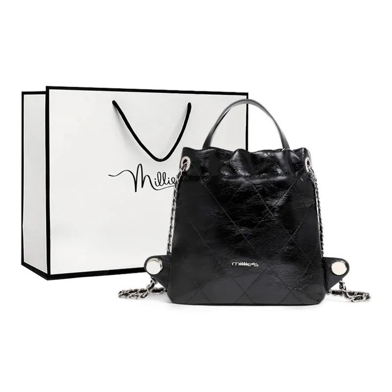 MILLIE'S Synthetic Leather Backpack Regular Women's Black-0