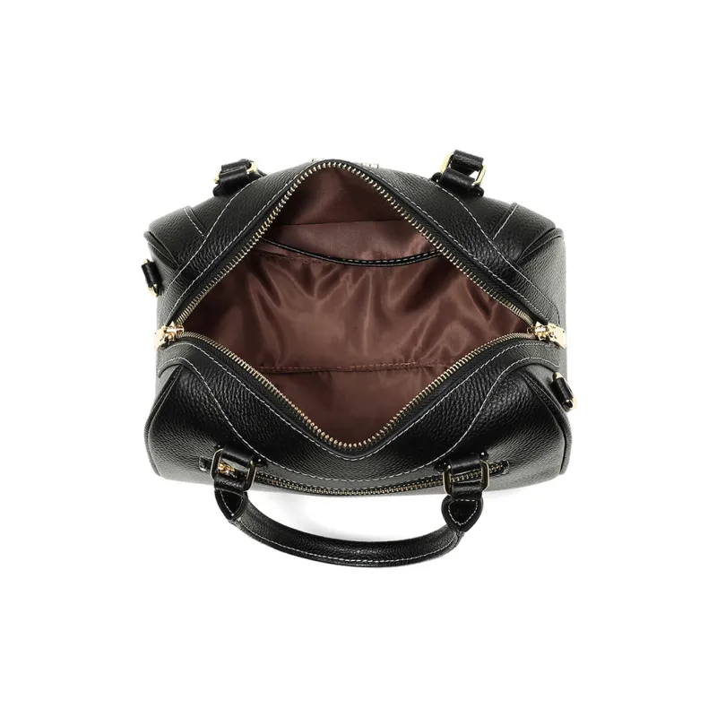 COMELY Cow Leather Patchwork Synthetic Leather One Shoulder Handbags Regular Women's Black-4