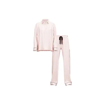 Victoria's Secret Flannel Popover Long Pajama Set / Stripe Pajama Set Women's Pink Stripes
