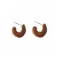 Brown Drip Glaze Hoop Earrings, 1 Pair, Eh-2674.ebB