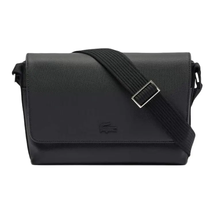 LACOSTE PU Polyurethane Messenger Bag Crossbody Bag Shoulder Bag Men's Black-0