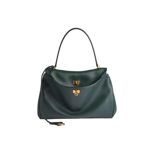 Balenciaga Calfskin Shoulder Bag Crossbody Bag Handbag Medium Size Women's Pine Green