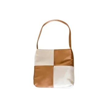 Home Of Hai Silk Tote Bag Shopping Bag Handbag Women's Brown & Beige