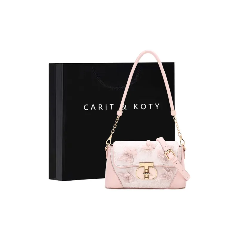 Carit&Koty Polyurethane Synthetic Leather Handbag Shoulder Bag Crossbody Bag Medium Size Women's Pink White Black-9