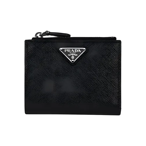PRADA Natural Leather Wallet Women's Black