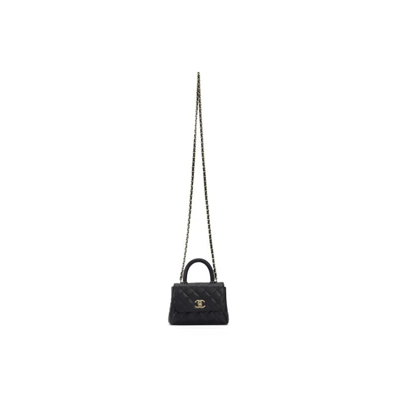 CHANEL Coco Handle Grain Calfskin Shoulder Bag, Crossbody Bag, Handbag Women's Black-0