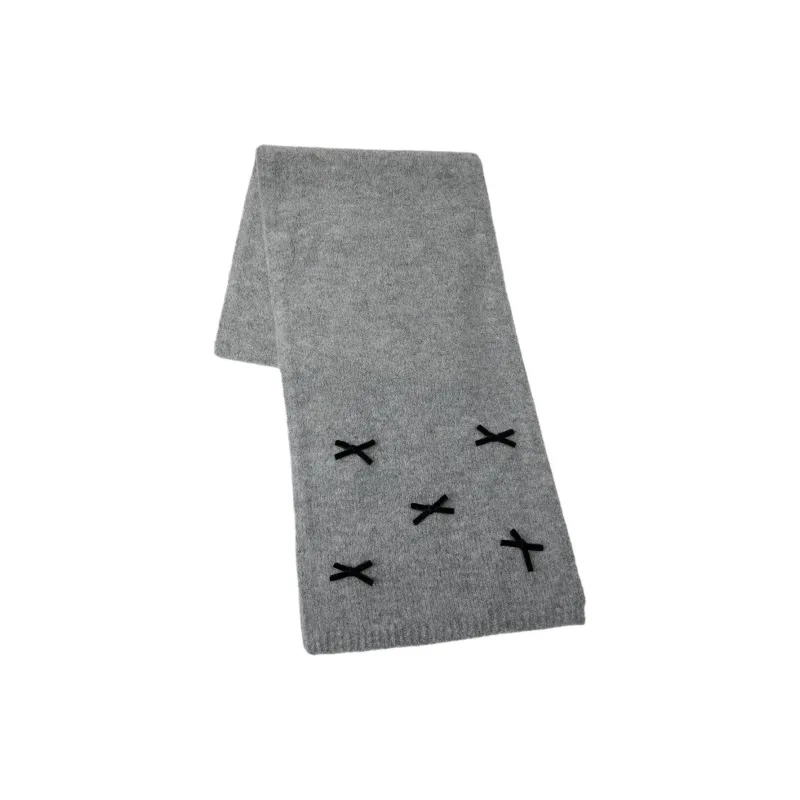 ZARA Wool Alpaca Velvet Acrylic Polyamide Polyester Elastane Knit Scarves Women's Gray-1