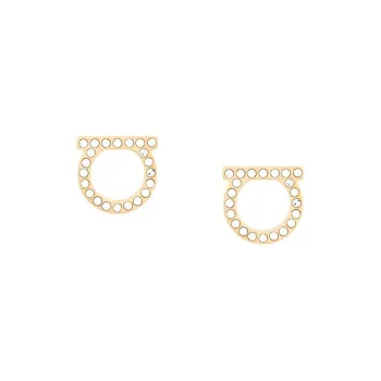 FERRAGAMO Brass Crystal Glass Stud Earrings Women's Gold