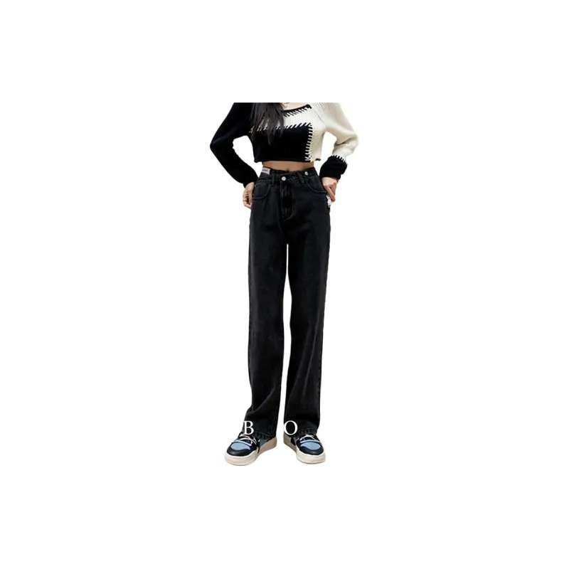 FAWENXIANGZI Jeans Women's Black Gray-7