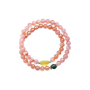 Linguanying Southern Red Agate Double Circle Beaded Bracelet Women's
