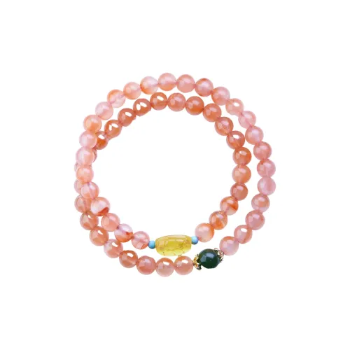 Linguanying Southern Red Agate Double Circle Beaded Bracelet Women's