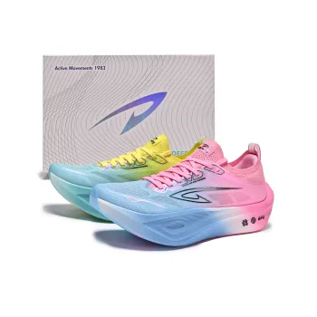 DEERWAY Running Shoes Unisex Low Top White Rainbow, Pink Blue