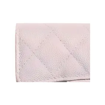 CHANEL Grain Embossed Cow Leather Card Holder, Coin Purse, Wallet Women's Pink