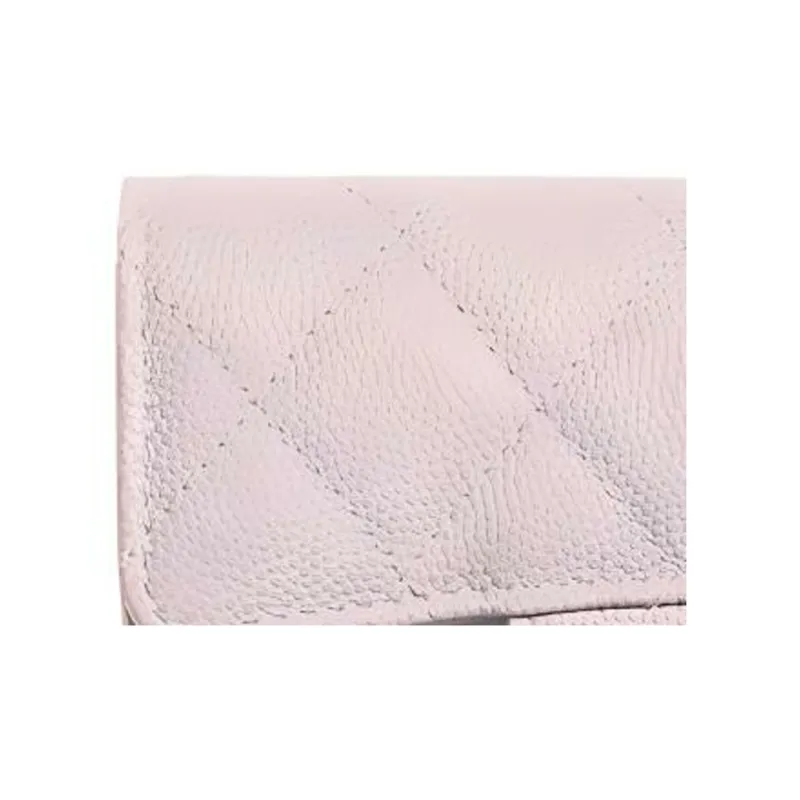 CHANEL Grain Embossed Cow Leather Card Holder, Coin Purse, Wallet Women's Pink-0