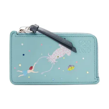 LOEWE Suna Fujita Collaboration Napa Calf Leather Wallet Women's Water