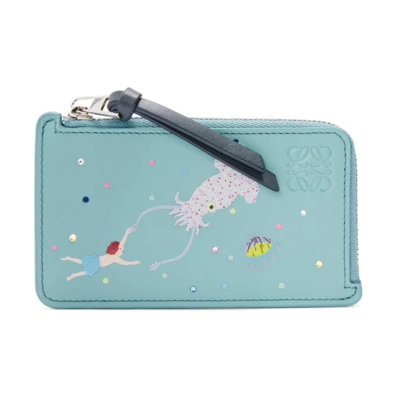 LOEWE Suna Fujita Collaboration Napa Calf Leather Wallet Women's Water-0