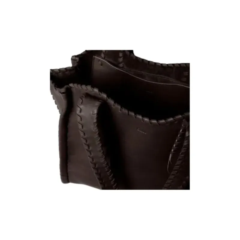 Chloe Mony Calfskin Tote Bag Shopping Bag Shoulder Bag Handbag Medium Size Women's Rich Brown-3