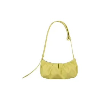 ALICE MARTHA Leather Shoulder Bag Crossbody Bag Large Size Women's Lemon Yellow