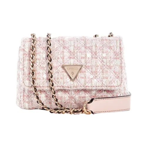 GUESS Fabric Artificial Leather Shoulder Bag Medium Size Women's Pink