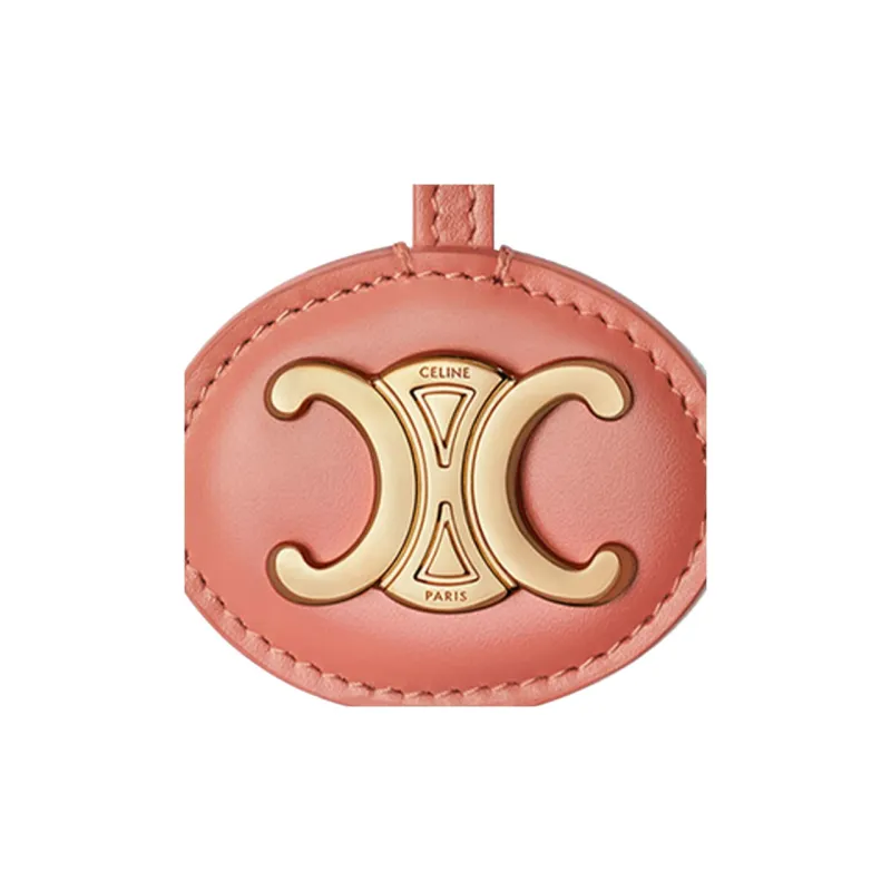 CELINE Triomphe Shiny Calfskin Pendant Bag Accessories Women's Pink-3