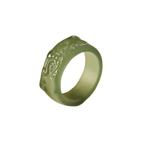 Run Ding Hetian Jade Rings White Jade/Pale Greenish White Jade Men's