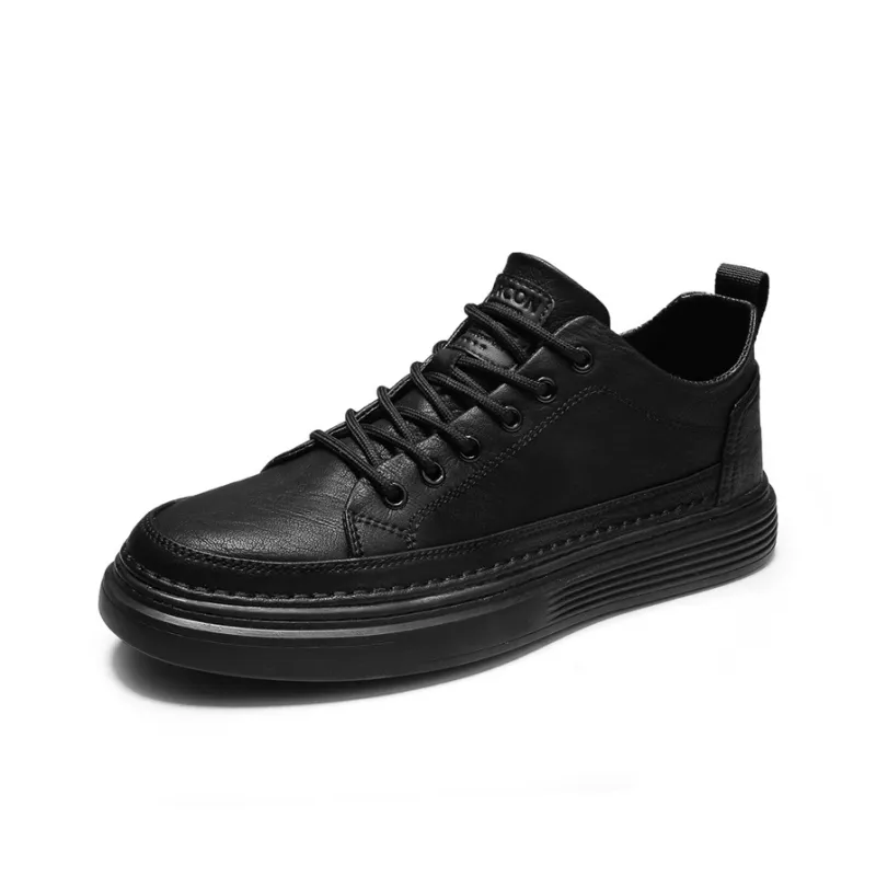 YEARCON Height Increasing Low Top Skateboard Shoes Men's Agate Black-0