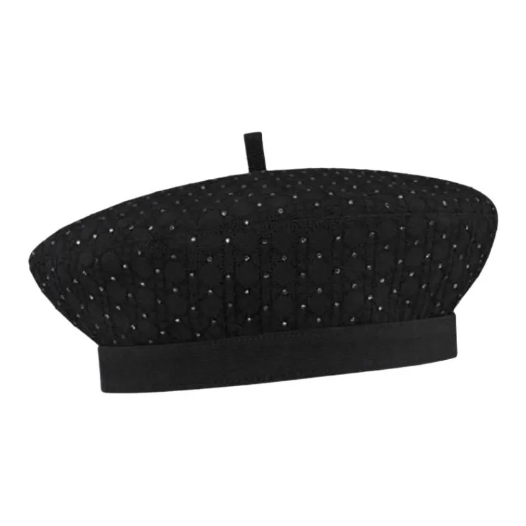 DIOR Cotton, Faux Crystal Berets Women's Black-1