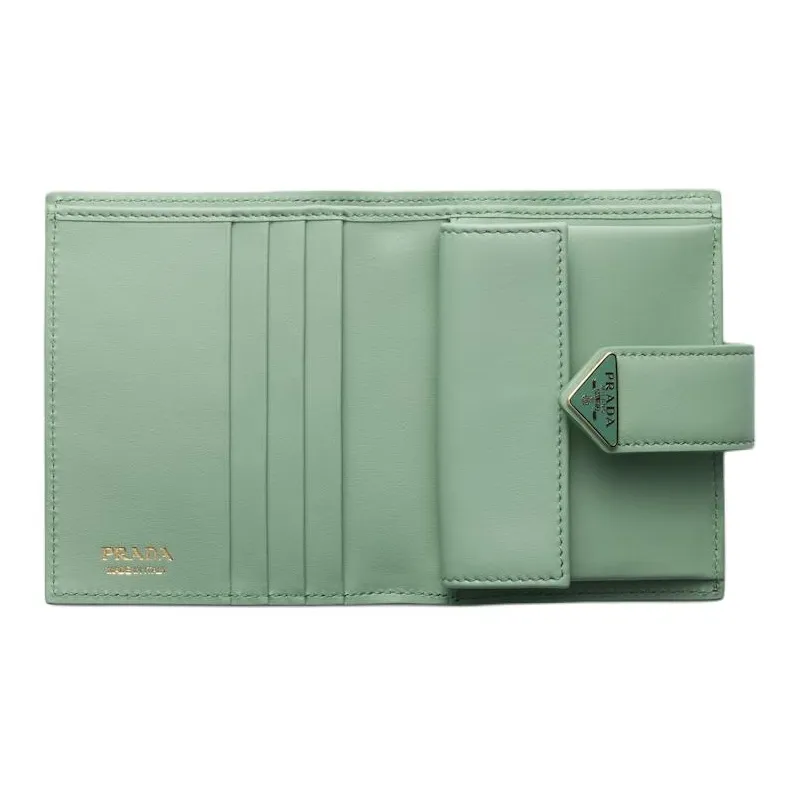 PRADA Cow Leather Wallet Small Size Women's Light Green-2