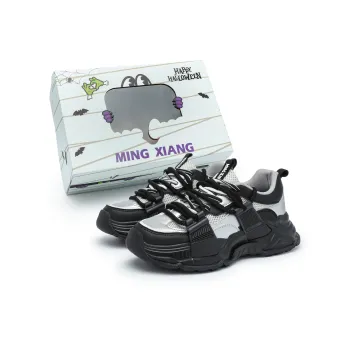 Singing Anti Slip And Wear Resistant Height Increasing Low Top Chunky Sneakers Women's Black Silver