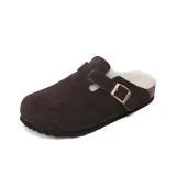 Dark Brown (Fleece-Lined) White Fur