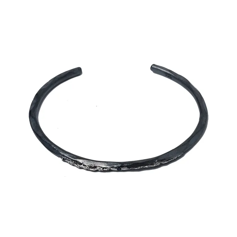 M.Wong 925 Sterling Silver Adjustable Opening Thin Bangle Unisex-4