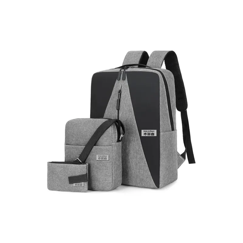 Mulinsen Polyester Backpack Combo Set Unisex Gray/Black/Blue/Red-0