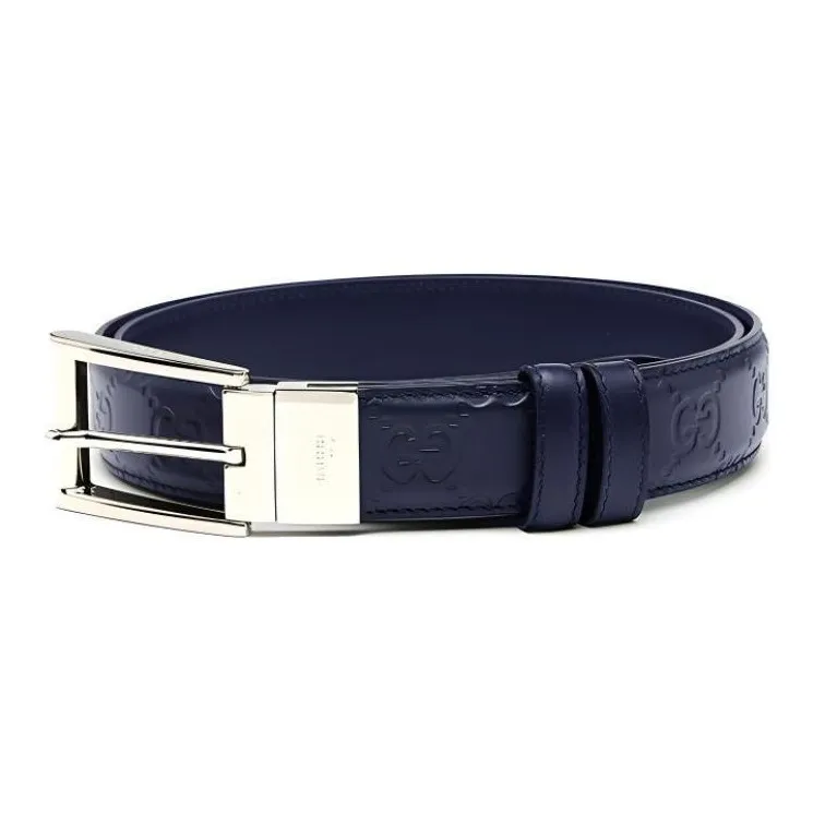 GUCCI Leather Belts Men Dark Blue-1