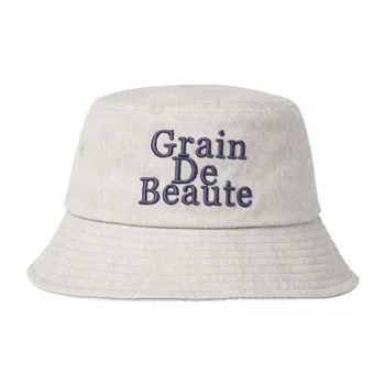 GRAIN DE BEAUTE Cotton Fabric Bucket Hats Unisex Gray