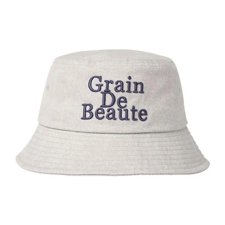 GRAIN DE BEAUTE Cotton Fabric Bucket Hats Unisex Gray-0
