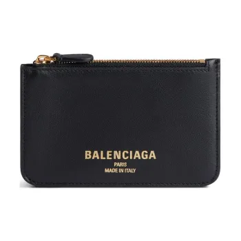 Balenciaga Cash Smooth Cow Leather Card Holder Women's Black