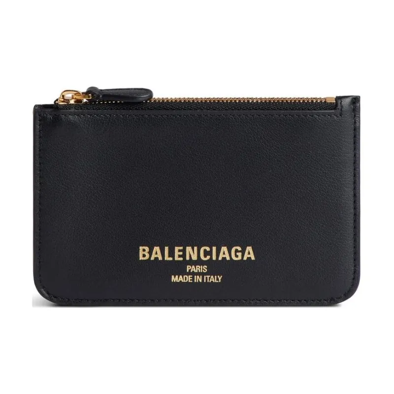 Balenciaga Cash Smooth Cow Leather Card Holder Women's Black-0