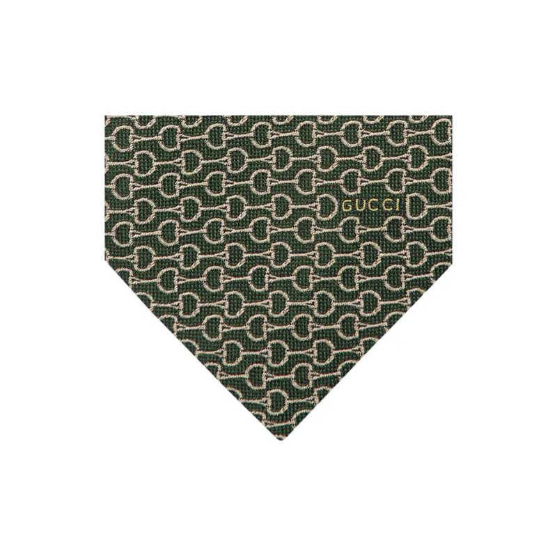 GUCCI Horsebit Silk Ties Men's Green-1