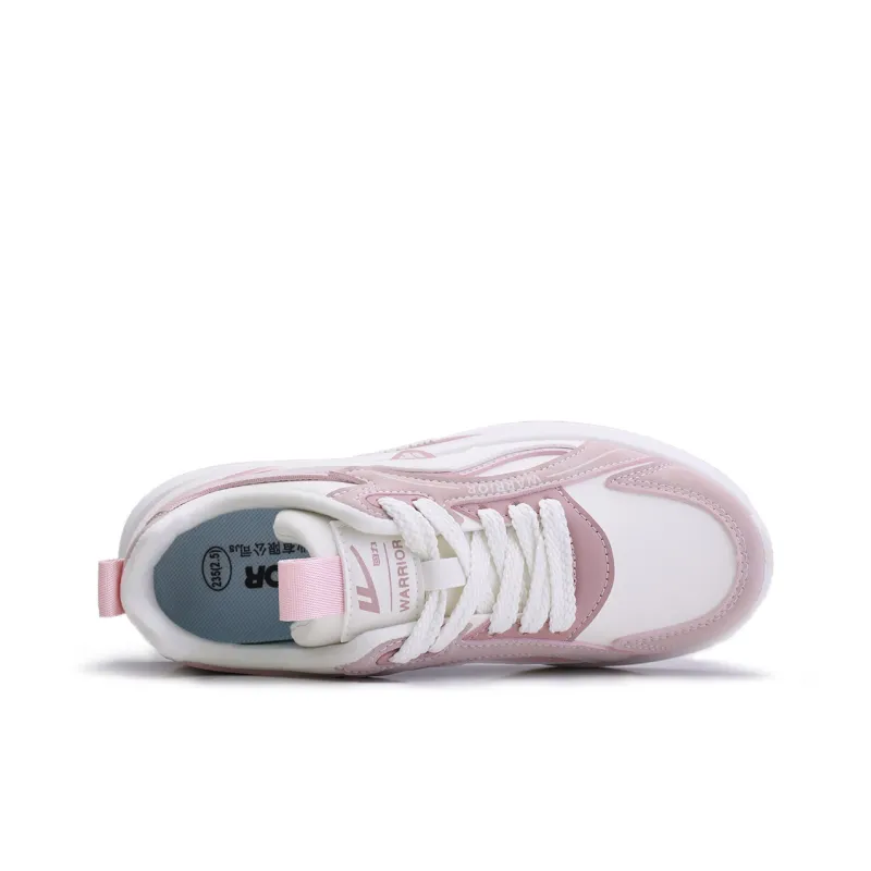 Warrior Anti-Slip And Wear-Resistant Height Increasing Low-Top Chunky Sneakers Women's White Pink-3