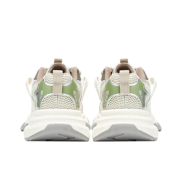 RUN MANNER Cushioning Slip Resistant Low Top Chunky Sneakers Women's Beige Silver-5